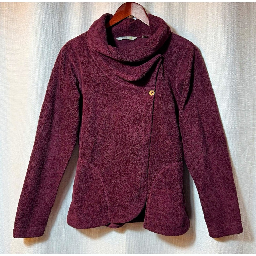Fleece Wrap Jacket Womens S Plum Purple Cowl Neck Asymmetrical Gorpcore Granola
